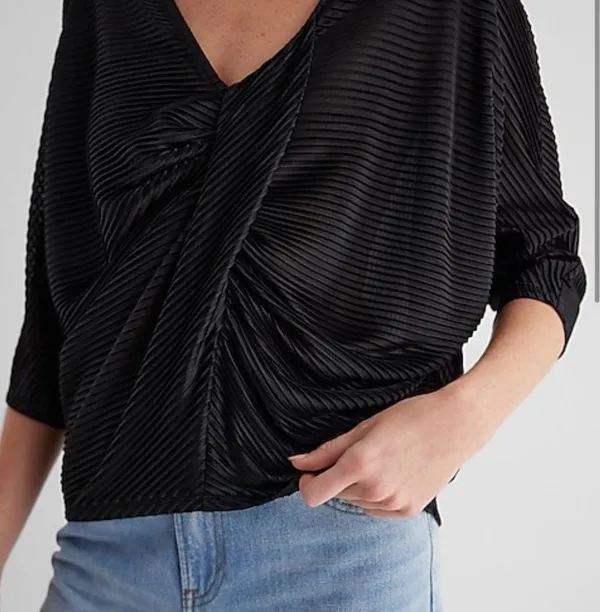 Sheer Black Ribbed Dress Top - Image 4