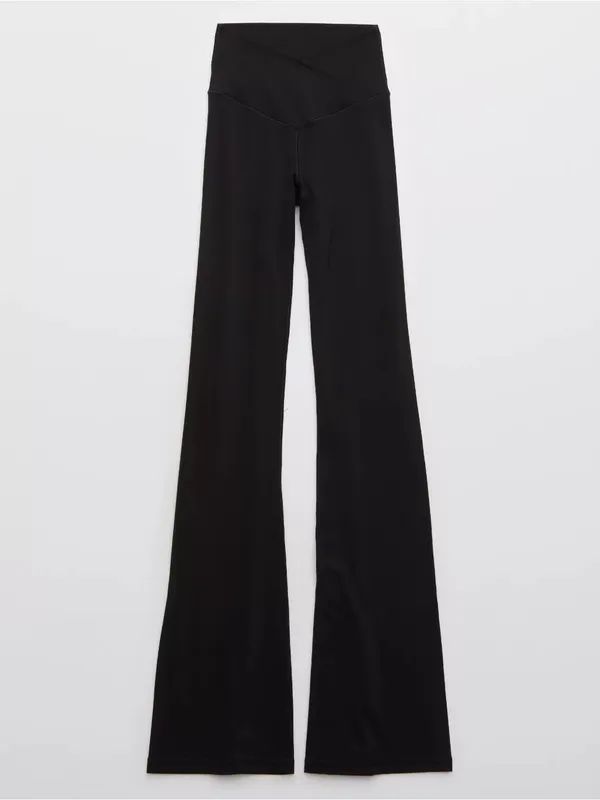 Aerie High Waisted Crossover Flare Legging Black - Image 4