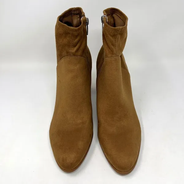 Marc Fisher Dyvine‎ Pointy Toe Block Heel Booties Tan Brown Suede Zip Size 10 - Image 4