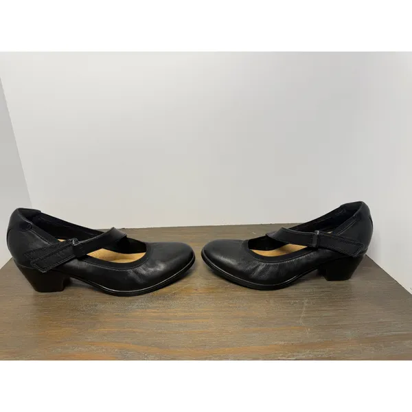 Clarks Emily 2 Mabel Black Leather Mary Jane Block Heel Shoes Size 9 - Image 2