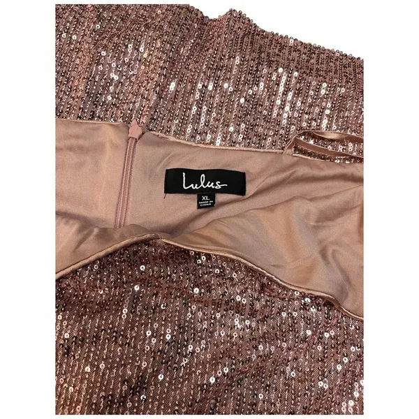 Lulus Party in Style Sequin Sleeveless Mini Lined V Neck Dress Light Pink XL - Image 8