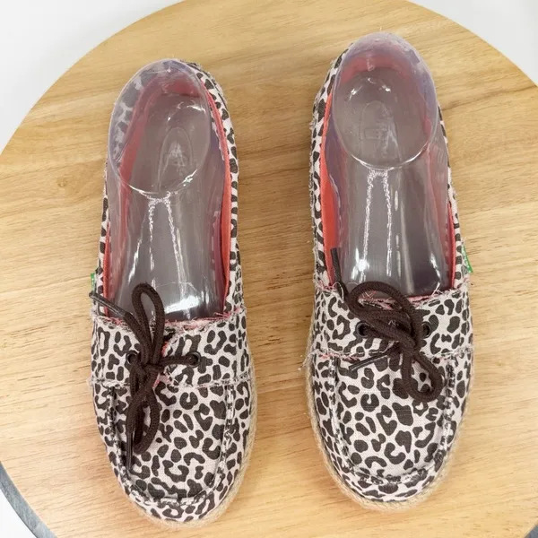 Sanuk Kariba Sidewalk Surfer‎ Leopard Print Espadrille Hemp Slip On Shoe 7 - Image 4