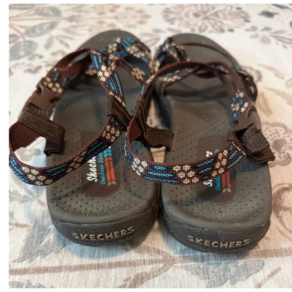 Skechers Reggae Loopy Strappy Trail Hiking Sandals Brown Floral Women's Size 10 - Image 3