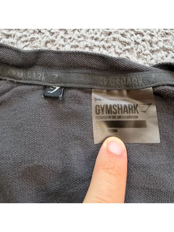 Gymshark Shark Fitness Cropped Long Sleeve Henley Top Gray Women's Small Y2K - Image 3
