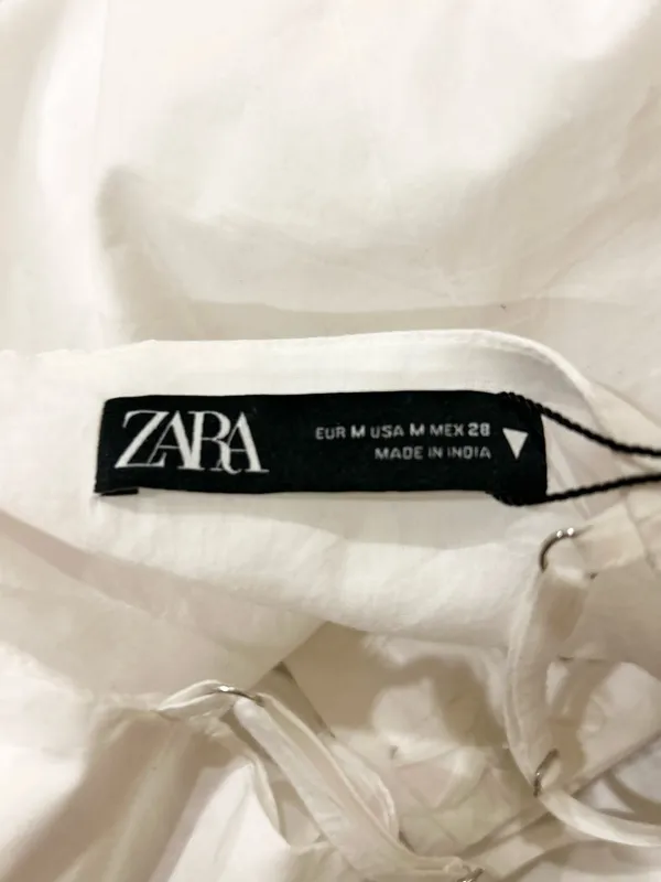 Zara viral tik tok Poplin Mini Dress with jewel appliqué/ floral embroidery M - Image 6