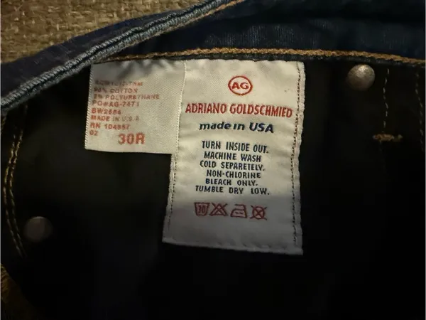 Ag Adriano Goldschmied Dark Blue Denim Jeans with Contrast Stitching - Image 4