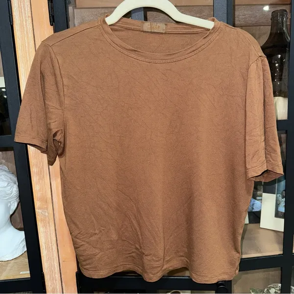Nuuds boxy chocolate tee short sleeve cooling cropped crewneck rayon loungewear - Image 2