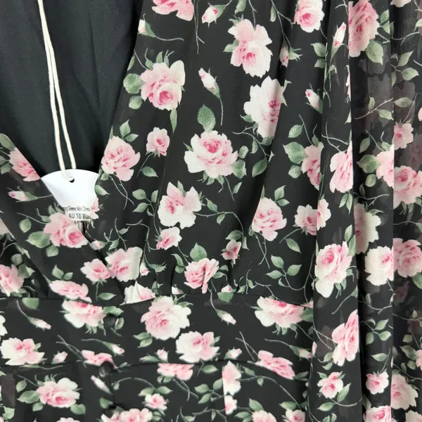 NWT Princess Polly Darlia Floral Mini‎ Dress Size 6 Black Coquette Dark Romantic - Image 3