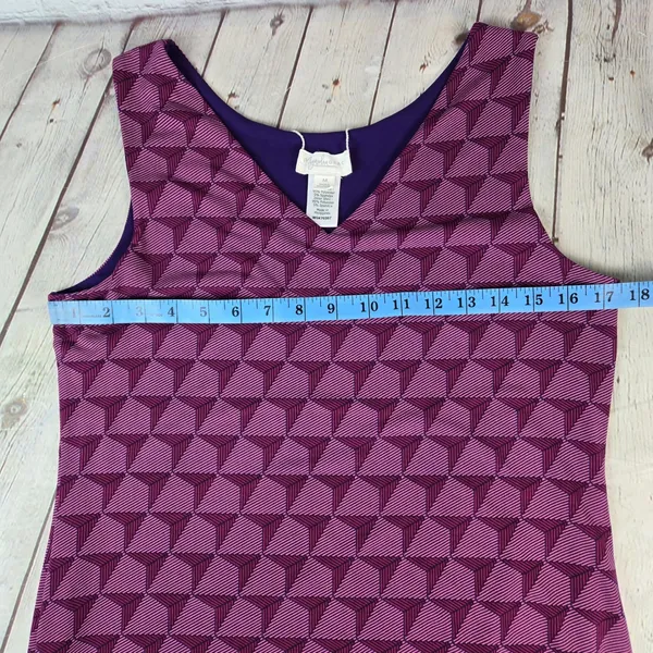 Magnolia Grace Perissa Reversible Knit Dress Purple Geometric Sleeveless M - Image 7