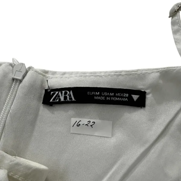 Zara Women White Casual Dress Size Medium Lined Adjustable Strap | 16-22 - Image 3