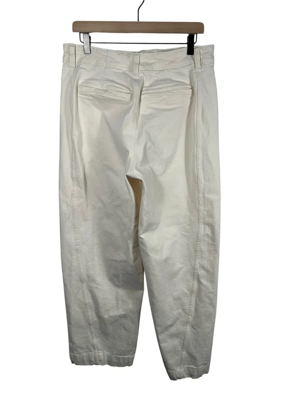 Madewell‎ Tapered Denim Trousers 32 Vintage Ivory High Rise Jeans NS363 $148 - Image 4