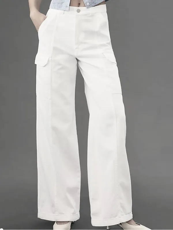 Hudson Jeans Anthropologie High Rise Wide Leg Cargo Pants White Size 30 - Image 2
