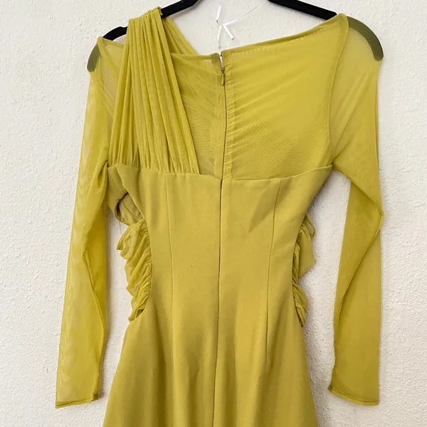 HOUSE OF CB 'Zahra' Chartreuse Plunge‎ Maxi Dress maxi mustard yellow NWOT XS - Image 11