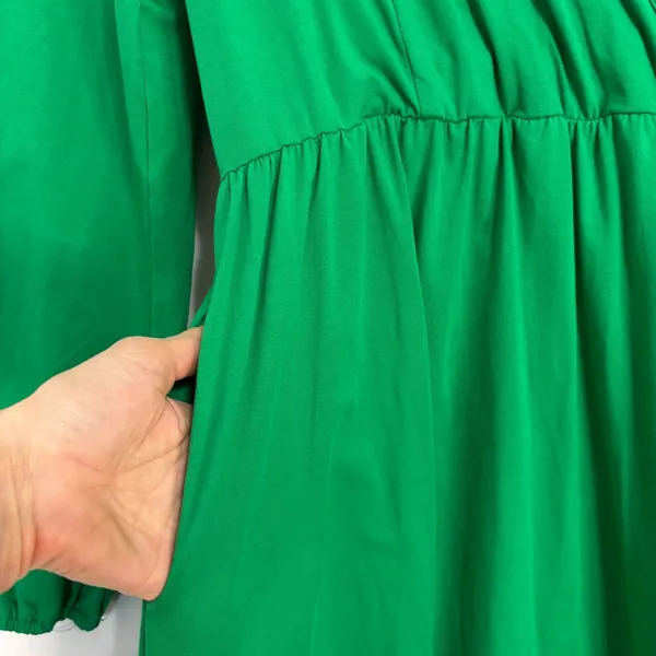 NWT Womens Wrap Dress Green Midi‎ Pockets Minimalist Classic Career Party Sz XL - Image 2