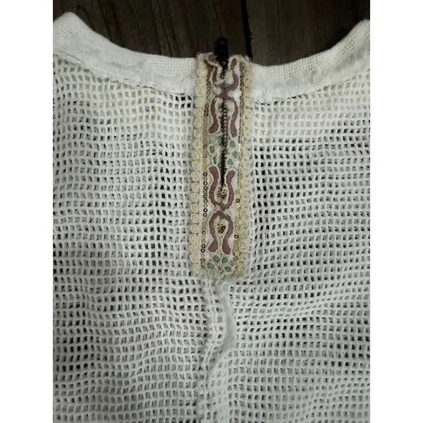 New! POL Oversized Open Knit Mesh Sweater Ivory Boho‎ Beachy Pullover Sz Small - Image 6