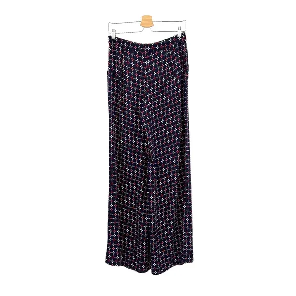 Anthropologie Cartonnier Pants Geometric Print Wide Leg Rayon Navy Blue Size 4‎ - Image 7