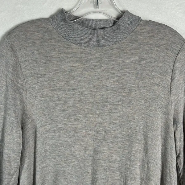 Lou & Grey Womens Heather Grey‎ Mock Neck Long Sleeve Swing Dress Medium - Image 3