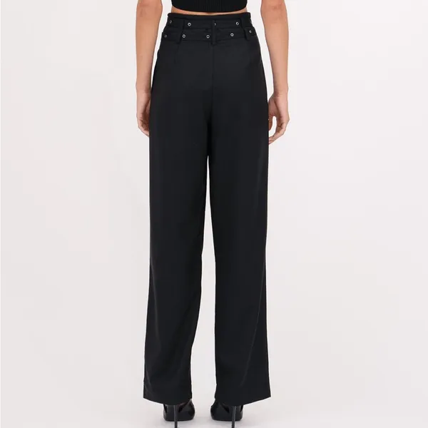 NONCHALANT Label Jace Black High-Waisted Shiny Trousers Pants Wide Leg Medium - Image 3