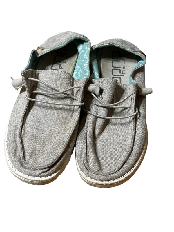 HEYDUDE Wendy Gray Chambray Slip On Loafers Women's Size 8 Lightweight Comfort - Image 2