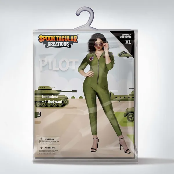 Spooktacular Creations Womens Pilot Flight Suit Jumpsuit Halloween Costume SMALL - Image 6