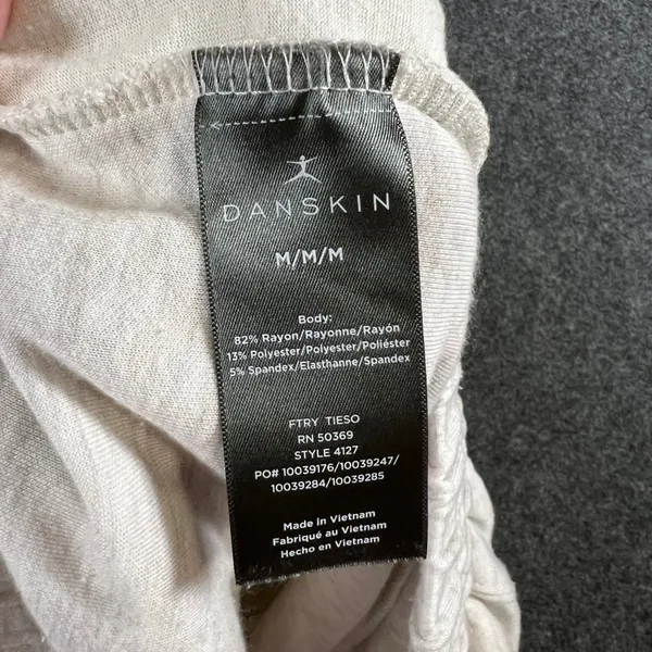 Danskin Womens Joggers Cream‎ Oatmeal Pintuck Tulip Hem Lounge Pants Size Medium - Image 4