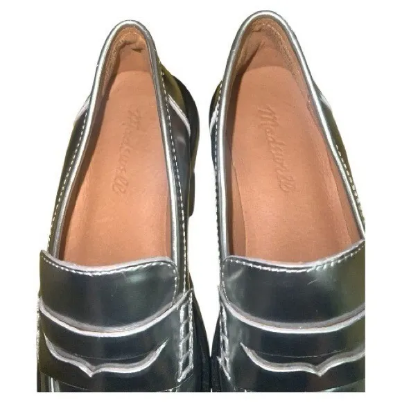 Madewell The Vernon Metallic Silver Leather Penny Loafers Size 6 - Image 10