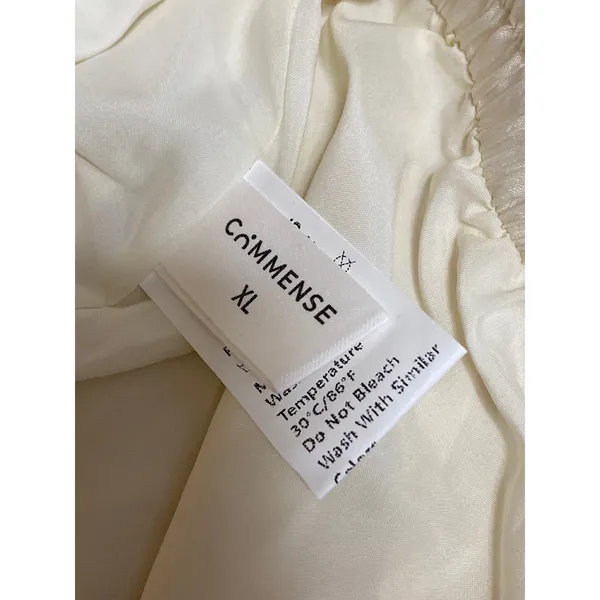 Commense Women's Cream White Ruffles Elastic waist Midi Flared A-Line Skirt XL - Image 3
