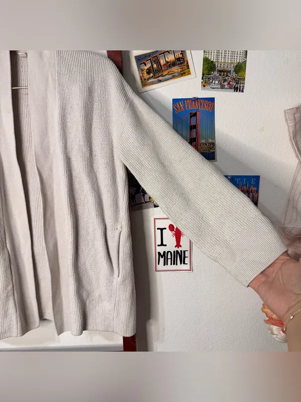 Lululemon Merino Wool-Blend Ribbed Long Wrap Sweater White Opal - Image 5