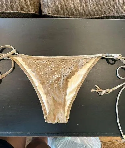 Suede Floral Bikini Tan - Image 9