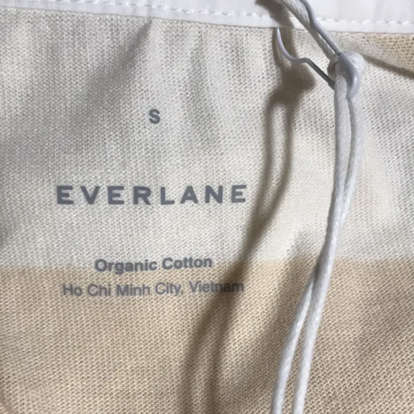 Everlane Organic Cotton Polo Dress Cashew/White Stripe Short Sleeve S NWT - Image 6