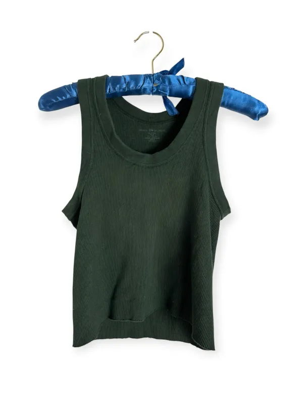 Brandy Melville Dark Green Ribbed Connor Tank Cropped Cotton comfy Y2K Top chic - Image 2