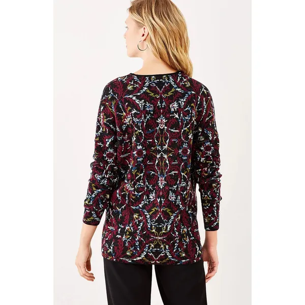 J. Jill | Jacquard Tapestry Relaxed Pullover Sweater | Medium Red - Image 3