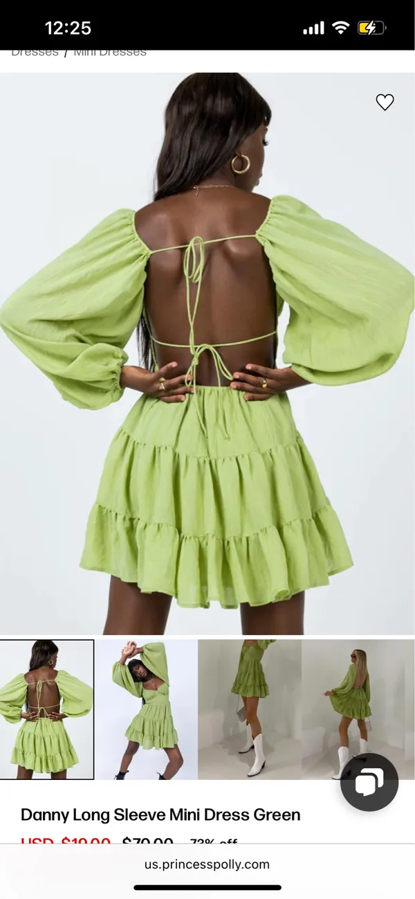 Green Princess Polly Mini Dress - Image 3