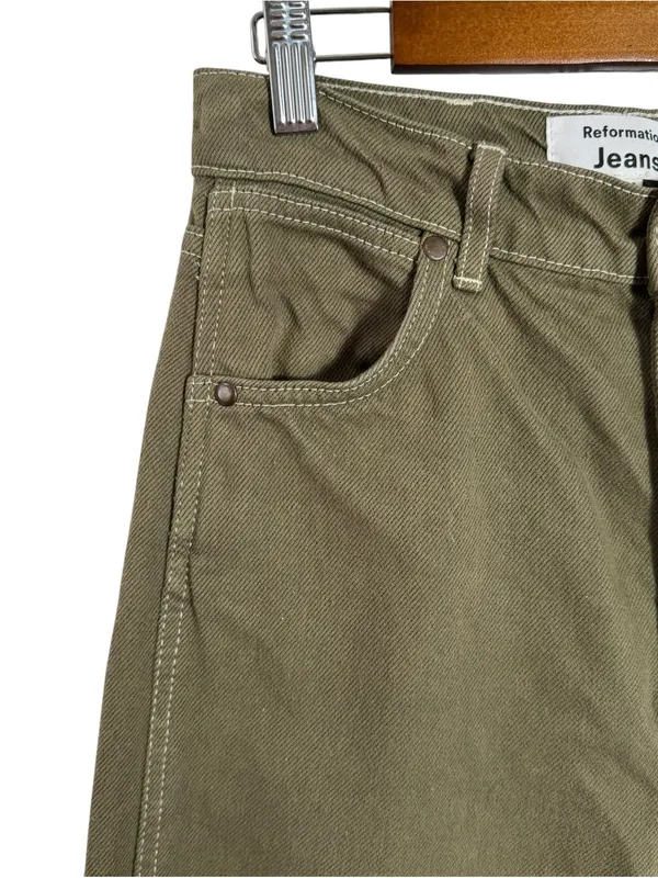 Reformation Cowboy High Rise Straight Jeans Kalamata Green Size 26 - Image 5