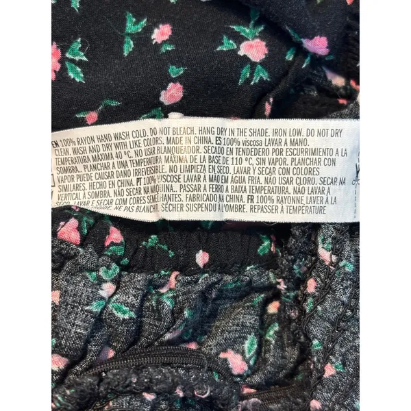 Forever 21 Black Pink‎ Floral Smocked Crop Cami Top Small - Image 6