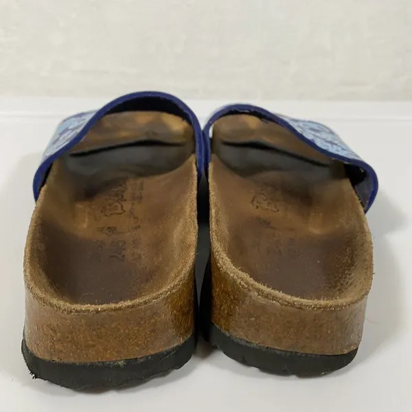 Birkis by Birkenstock Slide Sandals Blue Flower‎ Womens Size 38 Narrow W7 - Image 6