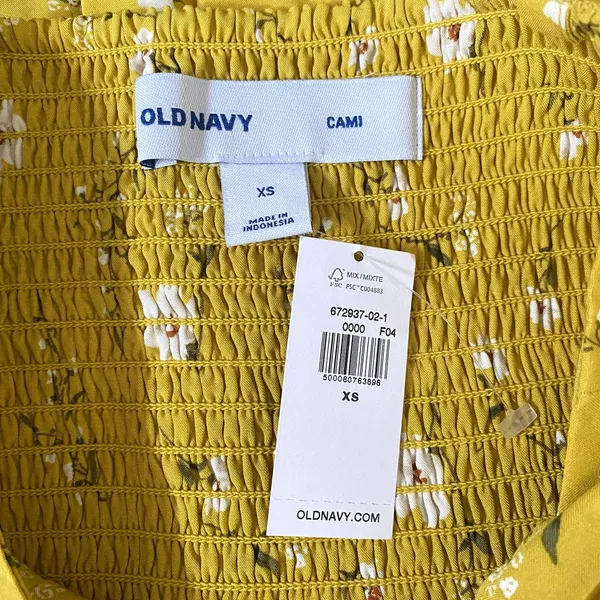 NWT Old Navy‎ Smock Cami Sundress Mini Ruffle Hem Yellow Floral Summer Size XS - Image 6