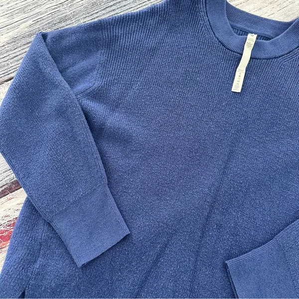 Lululemon Merino Wool-Blend Ribbed Crewneck Sweater Heathered Psychic Blue - Image 4