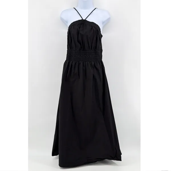 Rachel Parcell Black Halter Maxi Dress Smocked Waist Adjustable Straps L Large - Image 2
