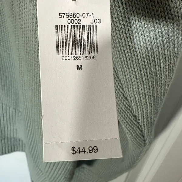 NWT Old Navy Polo Sweater Women M Silver Sage V-Neck Collared Shaker Knit Cotton - Image 4