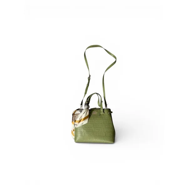 Steve Madden Satchel Womens Olive Green NWT Embossed Logo Scarf Crossbody Medium - Image 4
