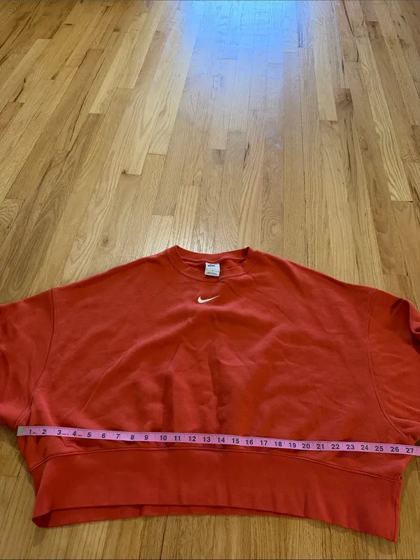 Nike Sportswear Red Orange Oversized Crewneck Sweatshirt Sz M - Image 3