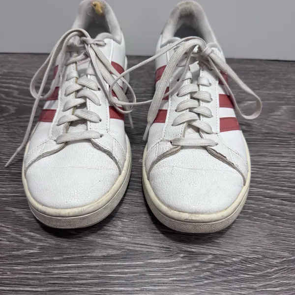 Adidas White Sneakers w/Pink Stripes - Image 4