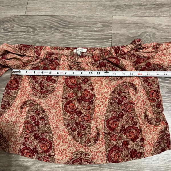 Madewell 100% Silk Floral Off Shoulder Top‎ Size S Cropped Bohemian Blouse - Image 10