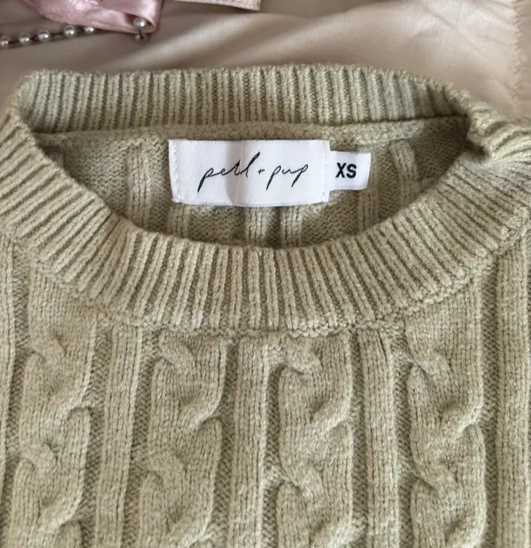 Mint Green Oversized Crop Sweater Size XS - Image 4