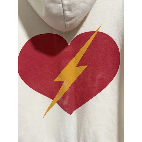 Aviator Nation Bolt Heart Zip Hoodie Vintage White Size‎ Small - Image 9
