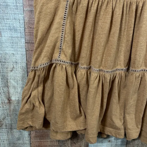 Anthropologie Brown Cotton Blend Tiered Babydoll Tank Top Ladder Lace XS - Image 2