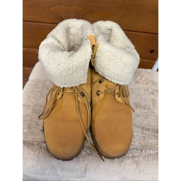 Timberland Women's Authentics Roll-Top boots Wheat Nubuck Sz 8 - Image 6