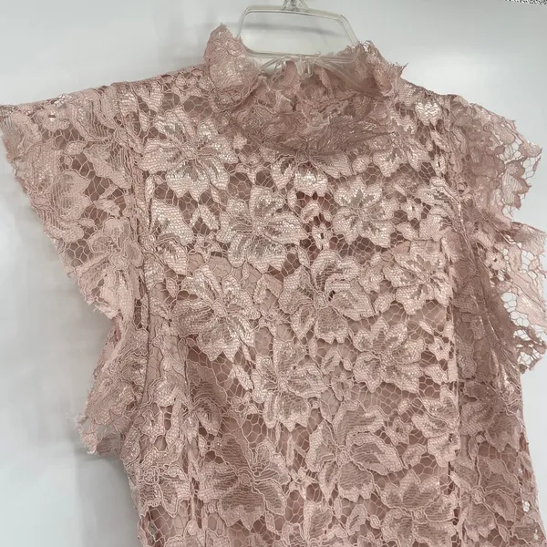 Enfocus Studio Lace Midi Dress Sz 4 Blush Romantic Wedding High Neck Coquette - Image 3