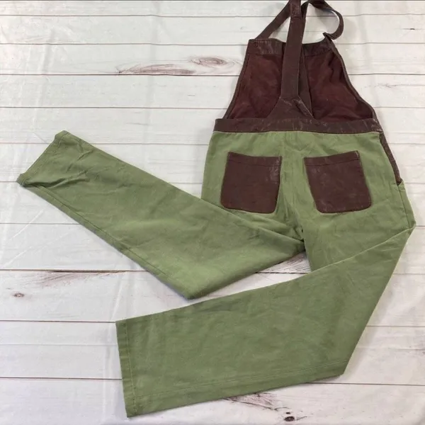 What Goes Around Comes Around Womens Green Tempest Straight Leg Overalls Medium - Image 4